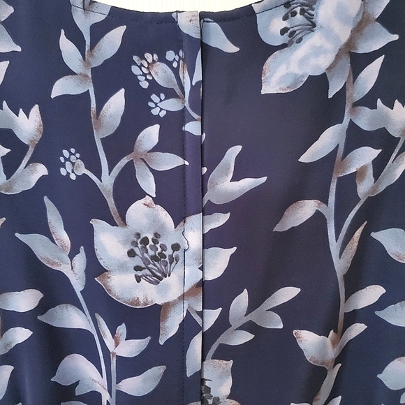 Vintage Norton McNaughton Navy Floral Sleeveless Dress Women's Size 12 - Picture 8 of 11